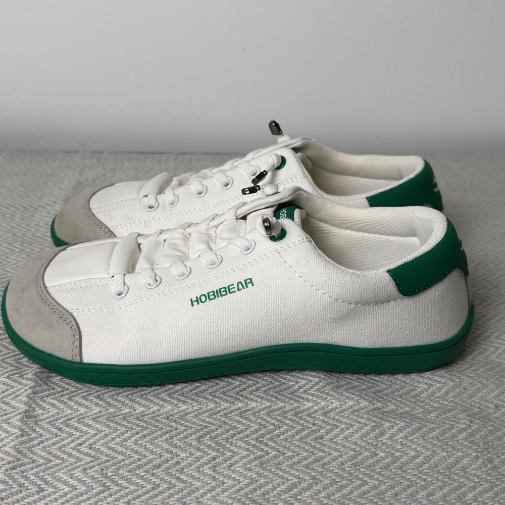 Hobibear Barefoot Sneakers White Green Wide Toe Box Minimalist Shoes Unisex 39